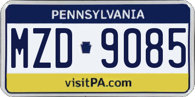 PA license plate MZD9085
