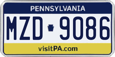 PA license plate MZD9086