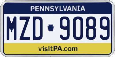 PA license plate MZD9089