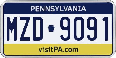 PA license plate MZD9091