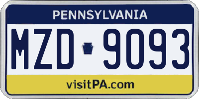 PA license plate MZD9093