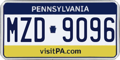 PA license plate MZD9096