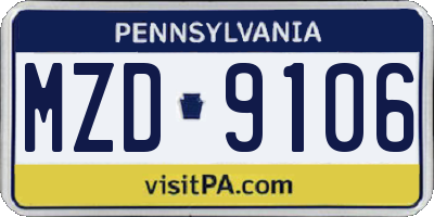 PA license plate MZD9106