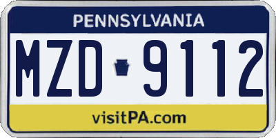 PA license plate MZD9112