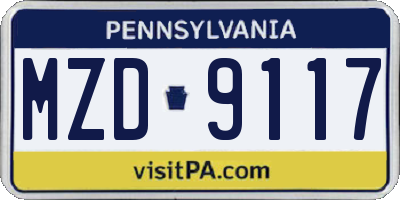 PA license plate MZD9117