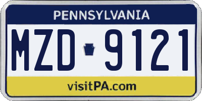 PA license plate MZD9121