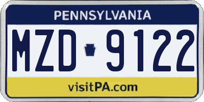 PA license plate MZD9122