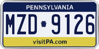 PA license plate MZD9126