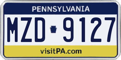 PA license plate MZD9127