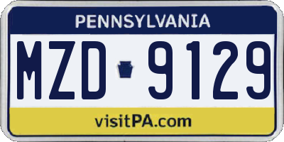 PA license plate MZD9129