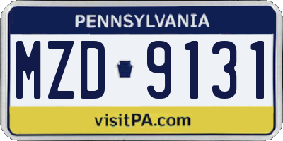 PA license plate MZD9131