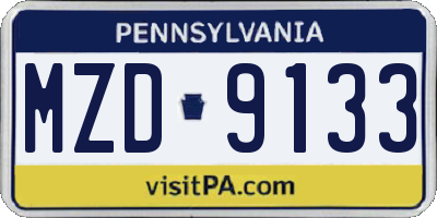 PA license plate MZD9133