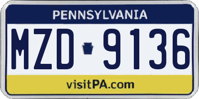PA license plate MZD9136