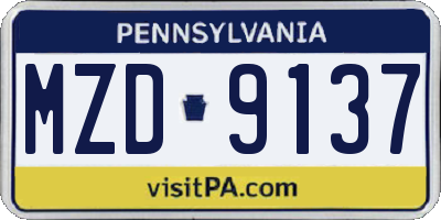 PA license plate MZD9137