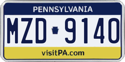 PA license plate MZD9140
