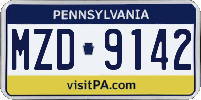 PA license plate MZD9142