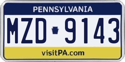PA license plate MZD9143