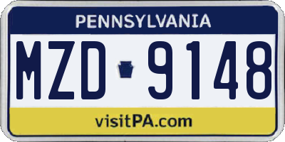 PA license plate MZD9148