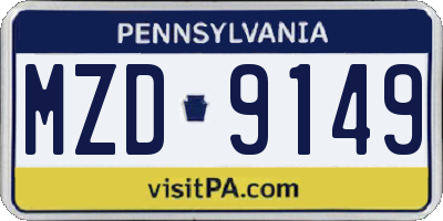 PA license plate MZD9149