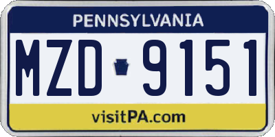 PA license plate MZD9151