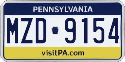 PA license plate MZD9154