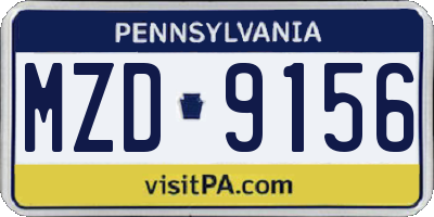 PA license plate MZD9156