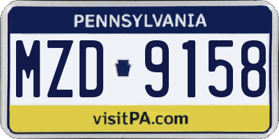 PA license plate MZD9158