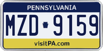 PA license plate MZD9159