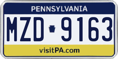 PA license plate MZD9163