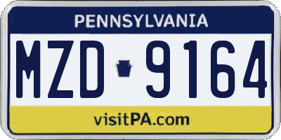 PA license plate MZD9164