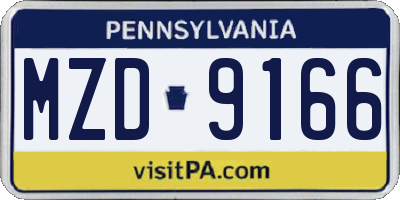 PA license plate MZD9166