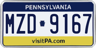 PA license plate MZD9167