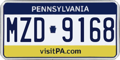 PA license plate MZD9168