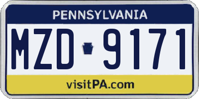 PA license plate MZD9171