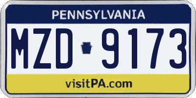 PA license plate MZD9173
