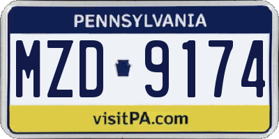 PA license plate MZD9174