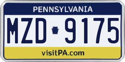 PA license plate MZD9175