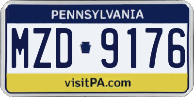 PA license plate MZD9176