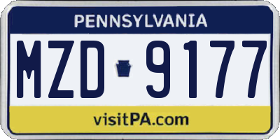 PA license plate MZD9177