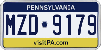 PA license plate MZD9179