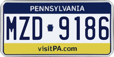 PA license plate MZD9186