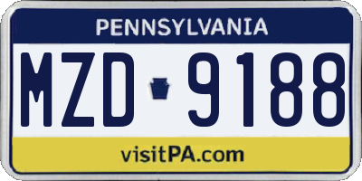 PA license plate MZD9188