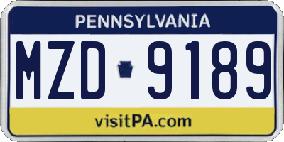 PA license plate MZD9189