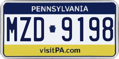 PA license plate MZD9198