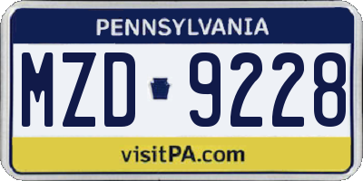 PA license plate MZD9228