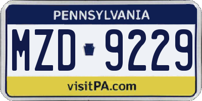 PA license plate MZD9229