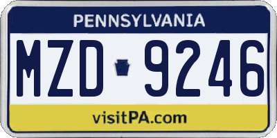 PA license plate MZD9246