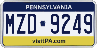 PA license plate MZD9249