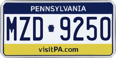 PA license plate MZD9250