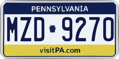 PA license plate MZD9270